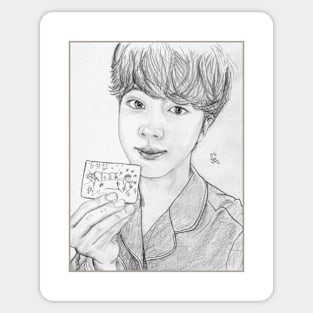 Jin with photocard Selca Sticker